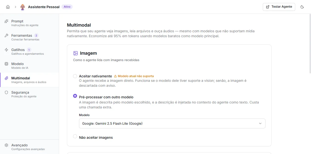 Multimodal tab — Image card