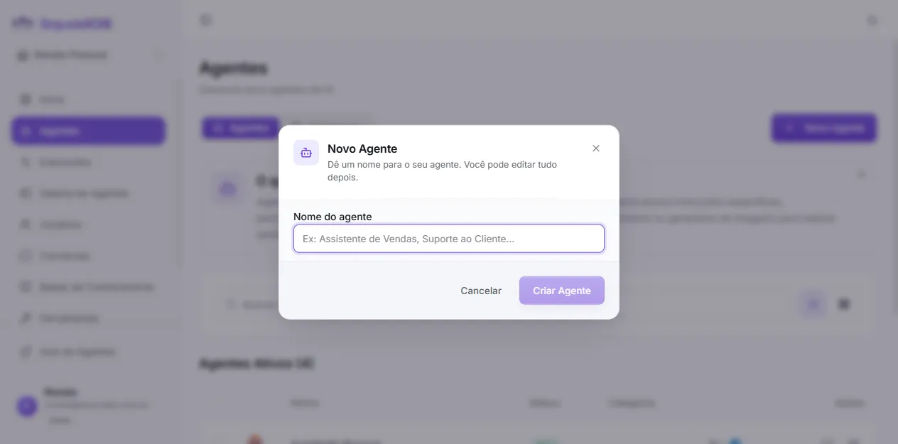 New Agent modal